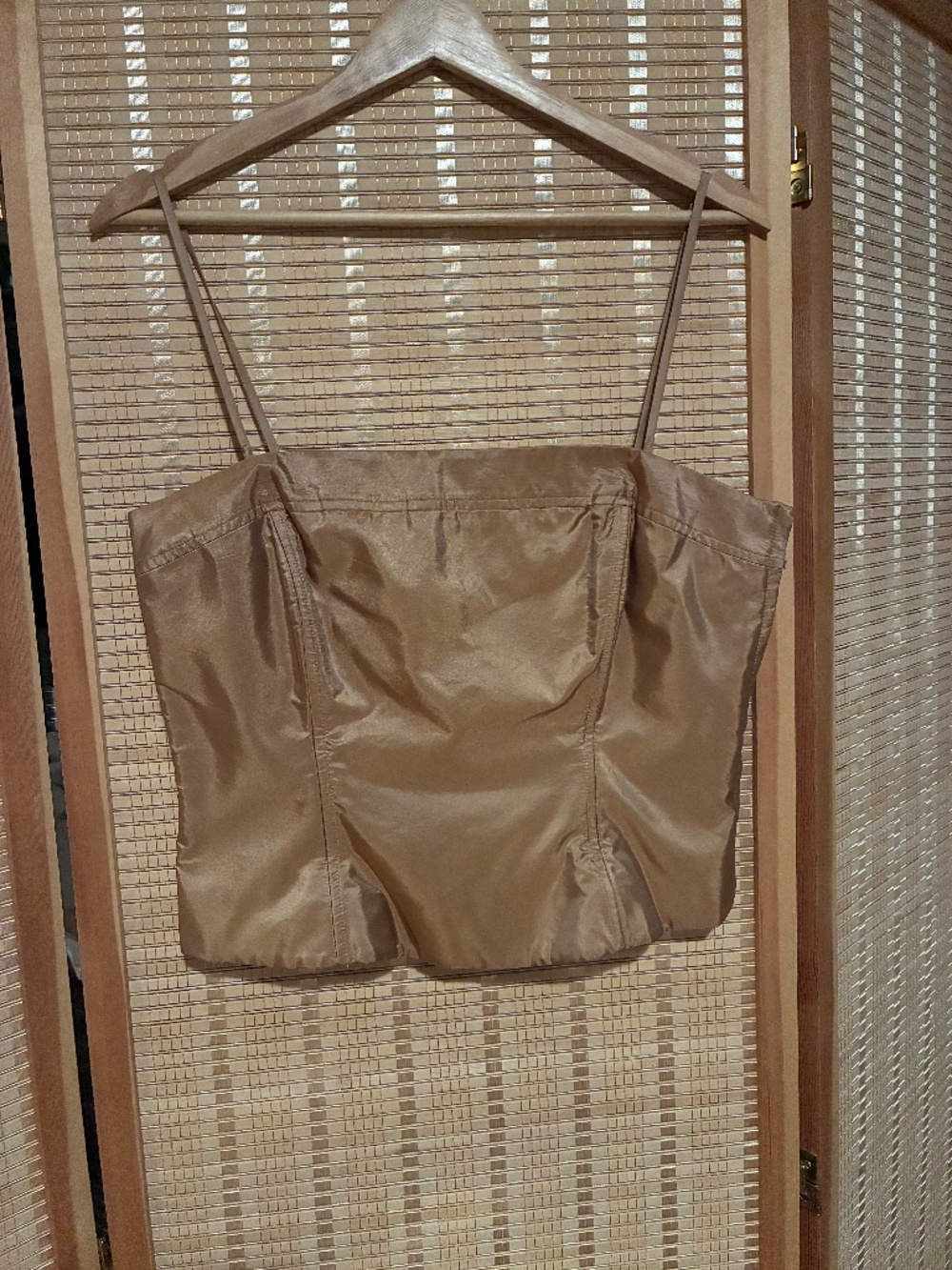 Gold Silk Spaghetti Strap Corset Top